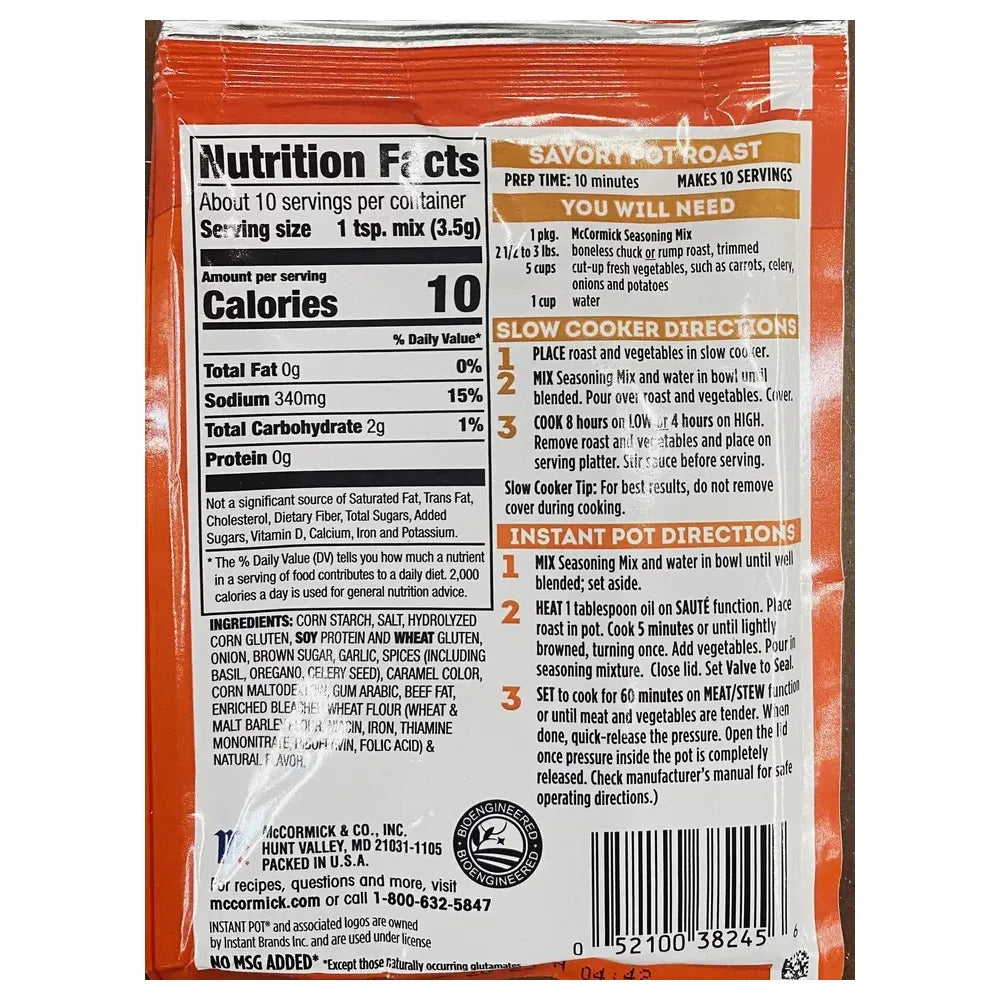 Mccormick Slow Cooker Savory Pot Roast Seasoning Mix - 1.3 Oz (Pack Of 12)