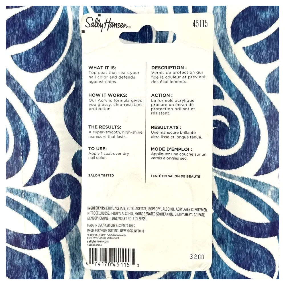 Sally Hansen No Chip Top Coat for Nails 0.45Oz (Pack of 48)