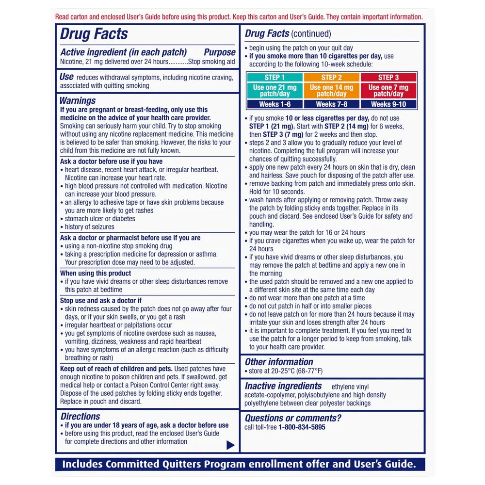NicoDerm CQ - Step 1 Stop Smoking Aid - 21mg 14.00 ct 1.76oz (Pack of 12)