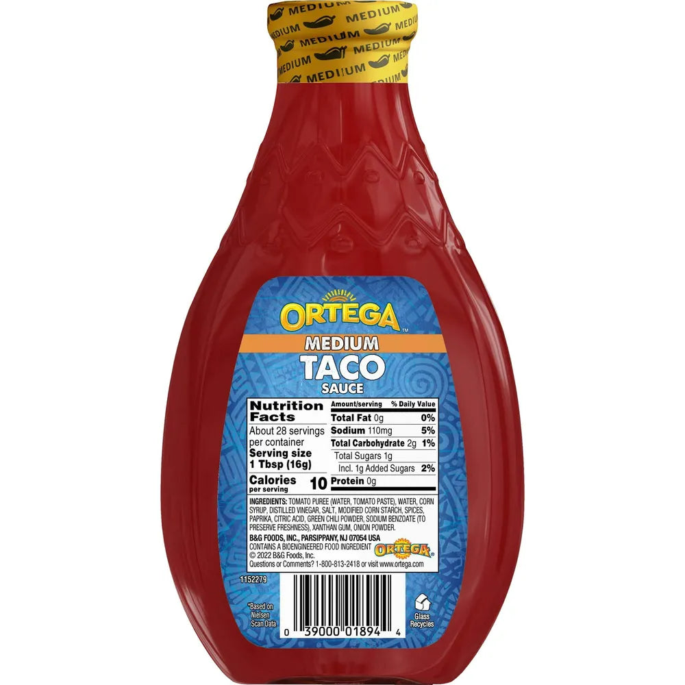 Ortega Thick & Smooth Taco Sauce Medium 16 oz (Pack of 12)