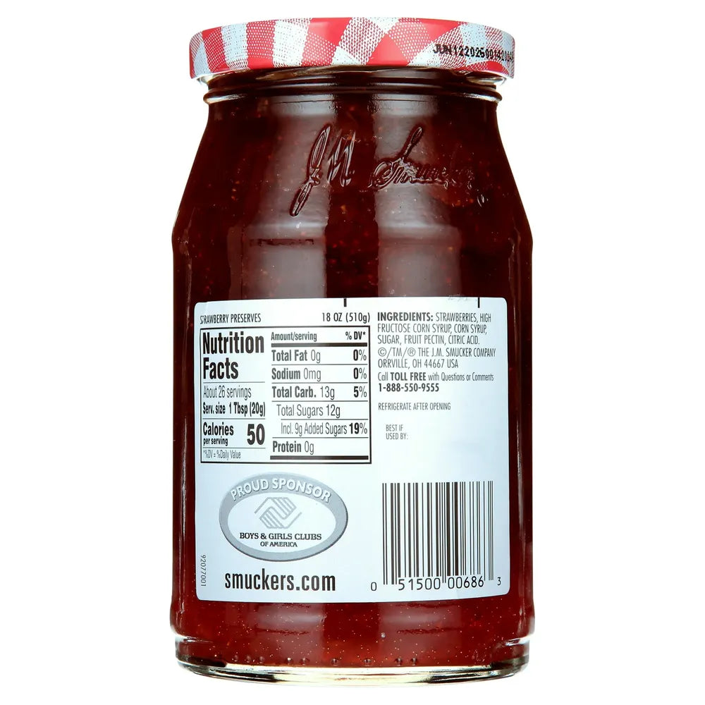 Smucker's Strawberry Preserves 18Oz (Pack of 12)