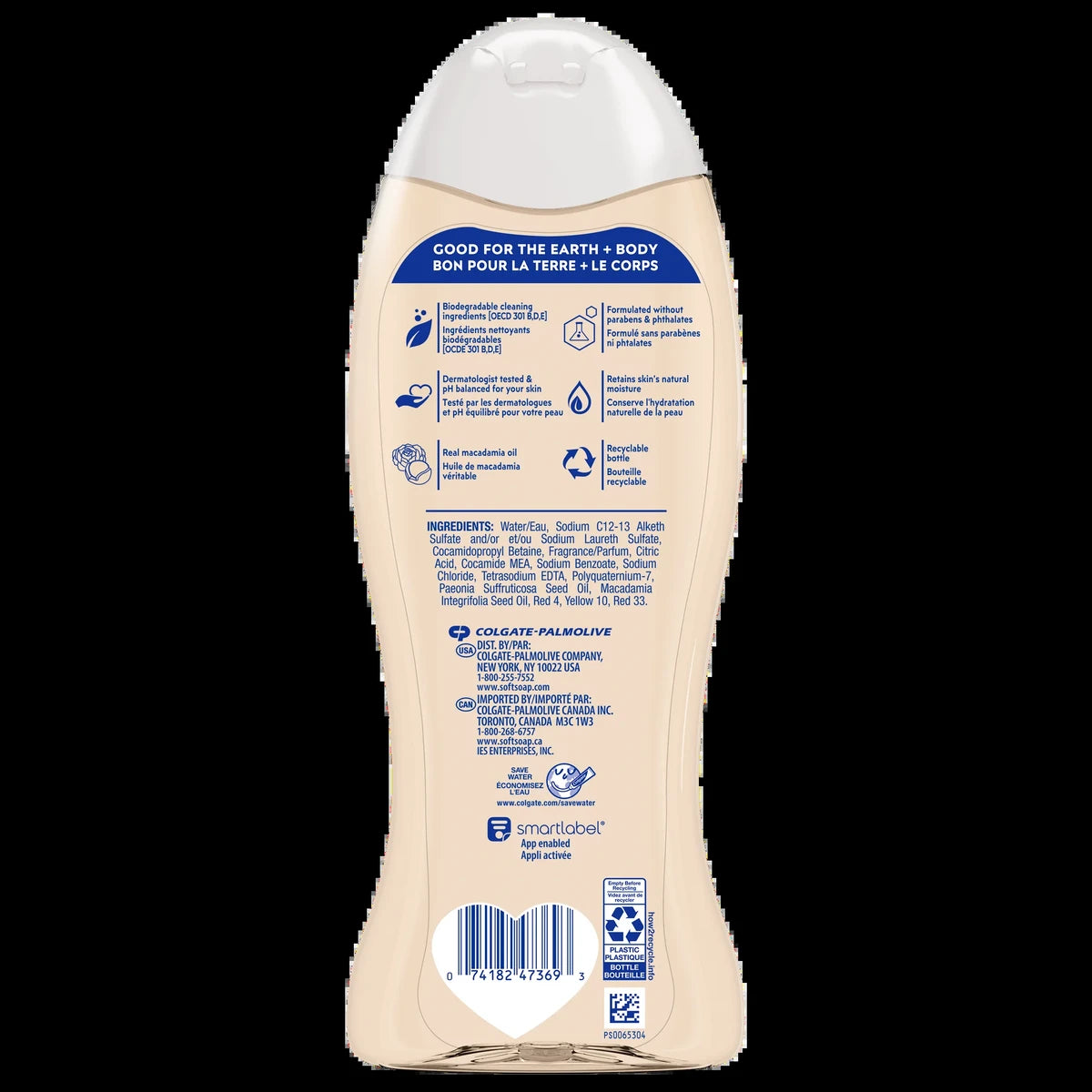 Softsoap Moisturizing Body Wash Macadamia Oil and Soft Peony 20Oz (Pack of 4)