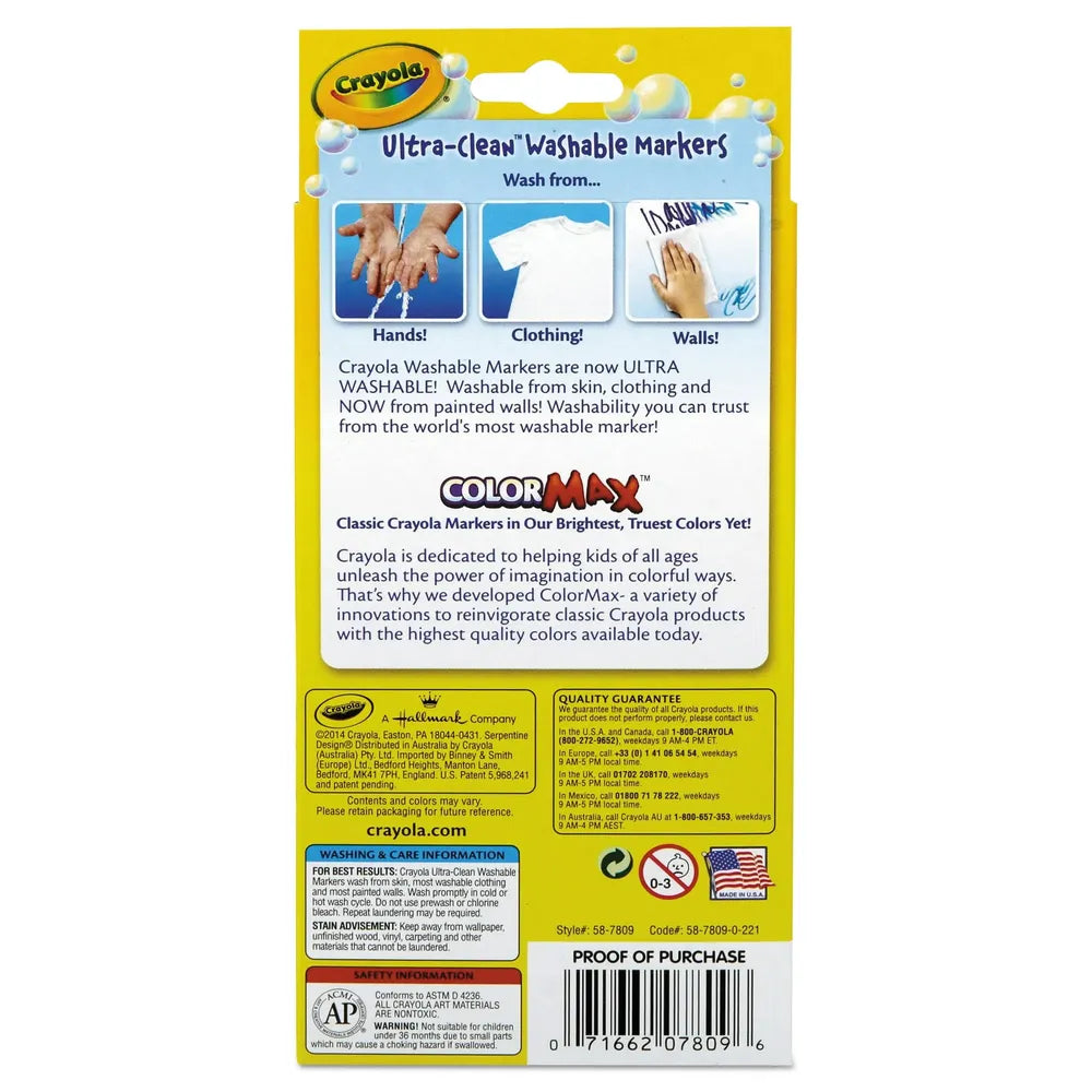 Crayola Washable Fine Line Markers Classic Colors8 Count 1.92oz (Pack of 24)