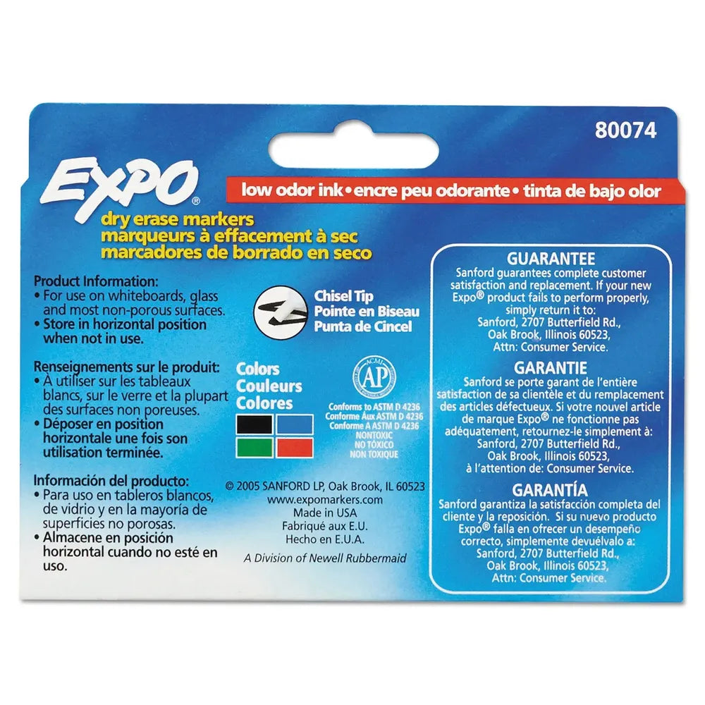 Expo Low Odor Chisel Tip Dry Erase Markers Assorted4 Ea 6.74oz (Pack of 48)