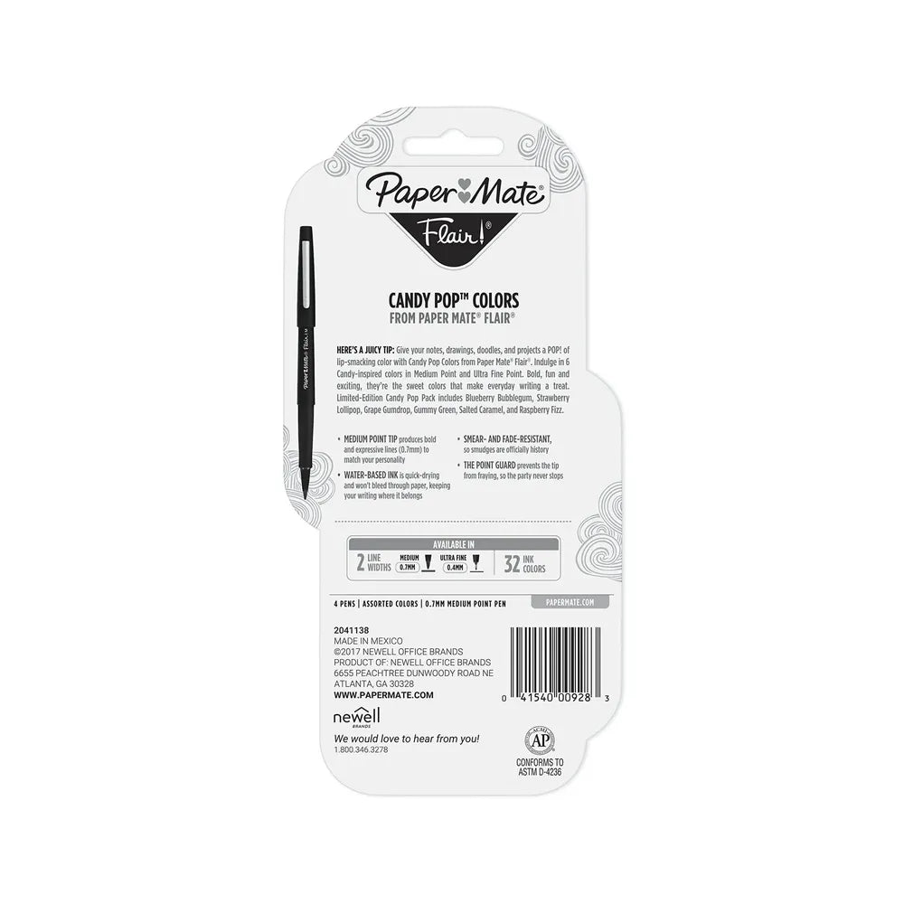 Paper Mate Flair Felt Tip Pens Medium Point Candy Pop Pack 1.44oz (Pack of 24)