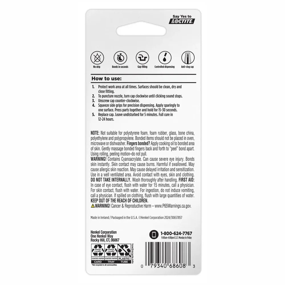 Loctite Super Glue Easy Squeeze Gel 0.14Oz (Pack Of 6)
