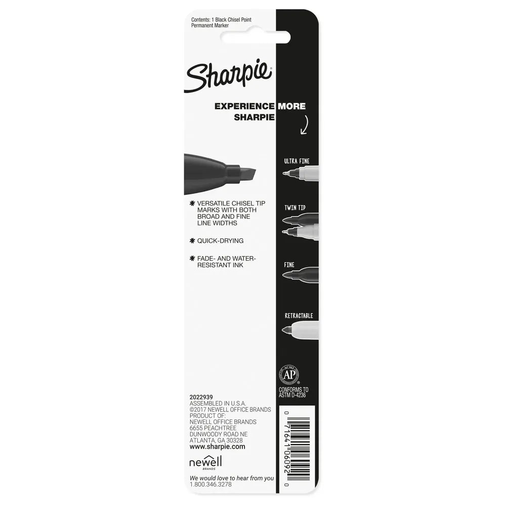 Sharpie Permanent Marker Chisel Tip Black 0.63oz (Pack of 48)