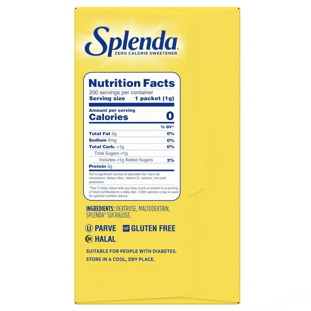 Splenda Ideal For Whole Family No Calorie Sweetener Individual Packets For Cooking And Baking 7oz (Pack of 12)