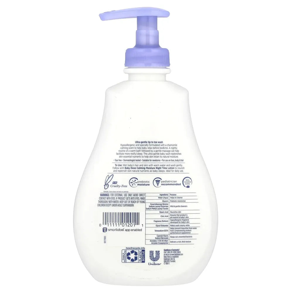 Baby Dove Sensitive Skin Care Nighttime Calming Moisture Liquid Body Wash 13Oz (Pack of 4)