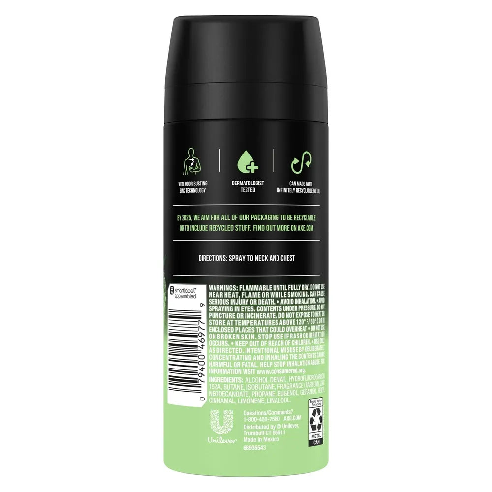 AXE Wild Bamboo Mens Body Spray Deodorant With Essential Oils4Oz (Pack of 12)
