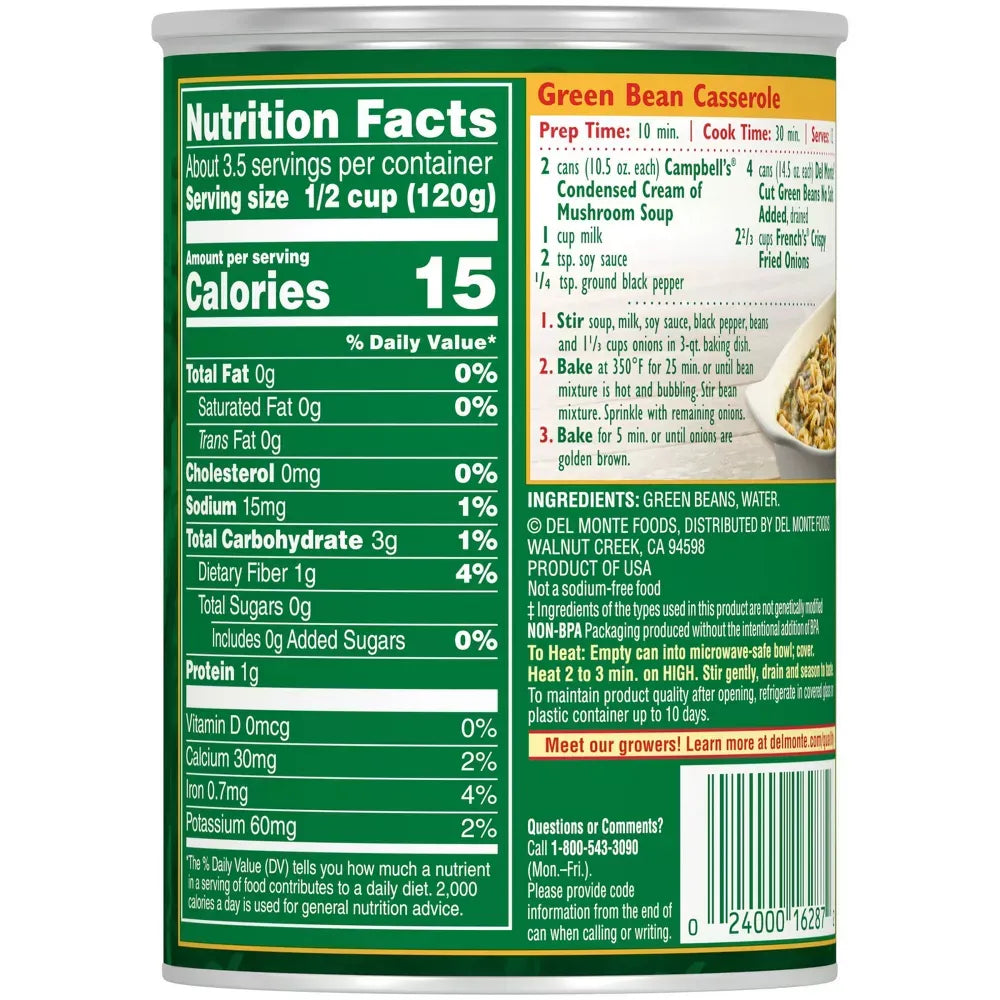 Del Monte Fresh Cut Green Beans 14.5 oz (Pack of 24)