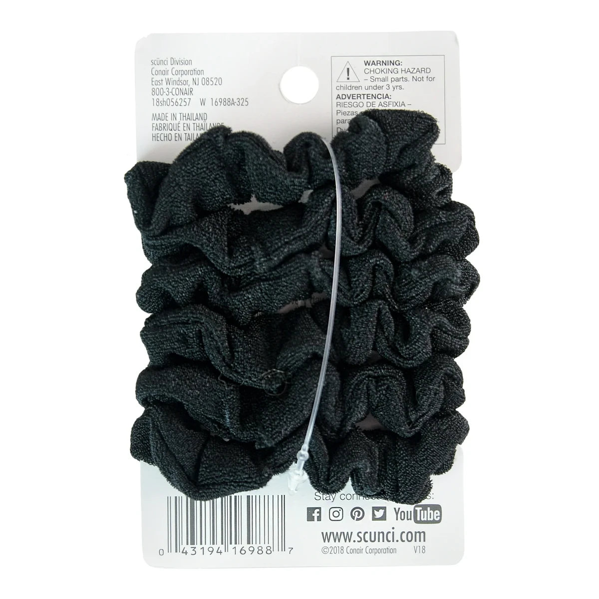 Scunci Mixed Knits Black Mini Twisters 5.76Oz (Pack of 48)