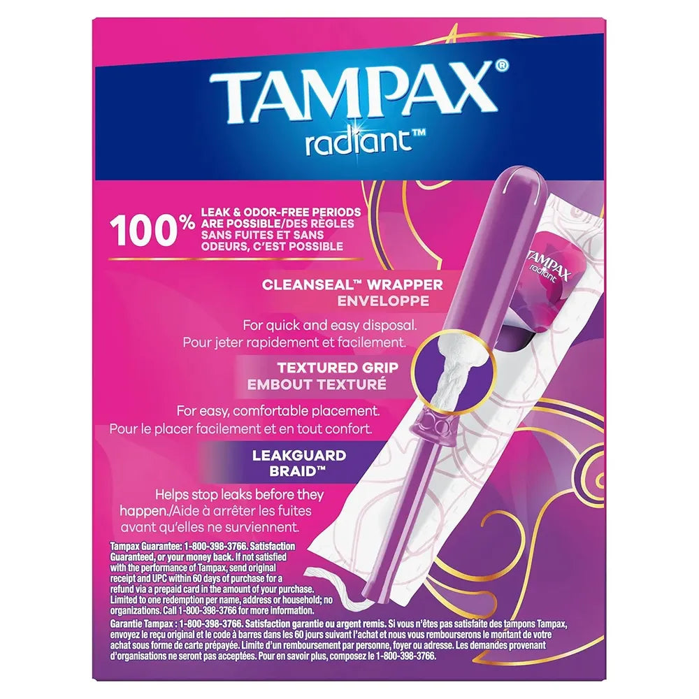 Tampax Radiant Tampons Regular Super 14 ct 3.86oz (Pack of 12)