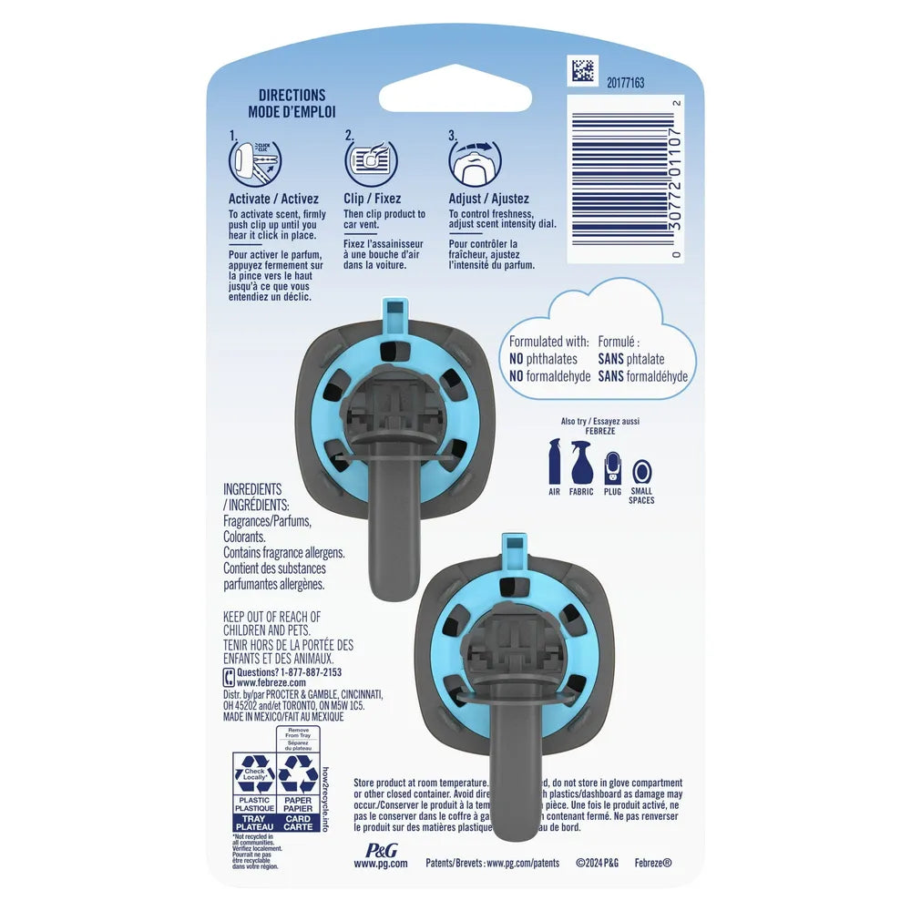 Febreze Car Vent Clip Hawaiian Scent 2 Ct 0.06Oz (Pack Of 8)