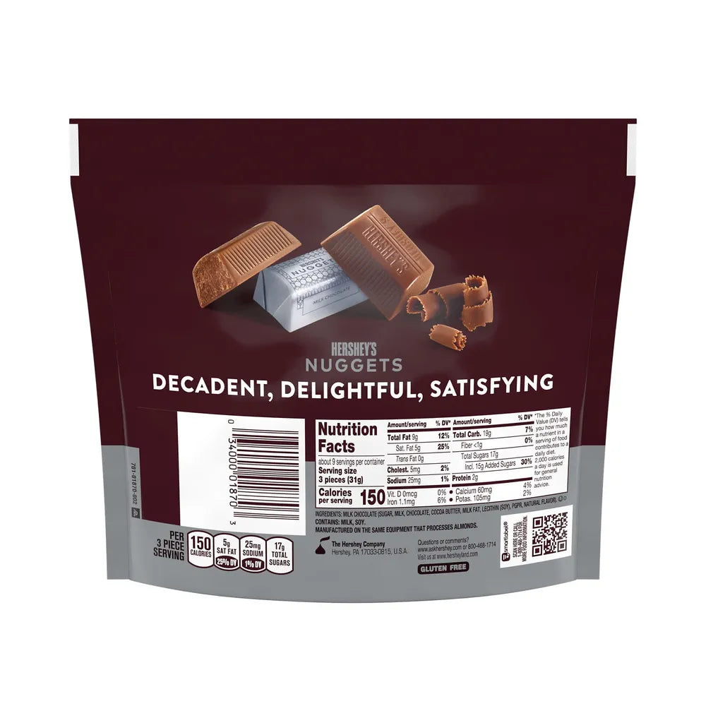 HERSHEY'S NUGGETS Milk Chocolate Candy Share Pack 10.2 Oz (Pack of 8)