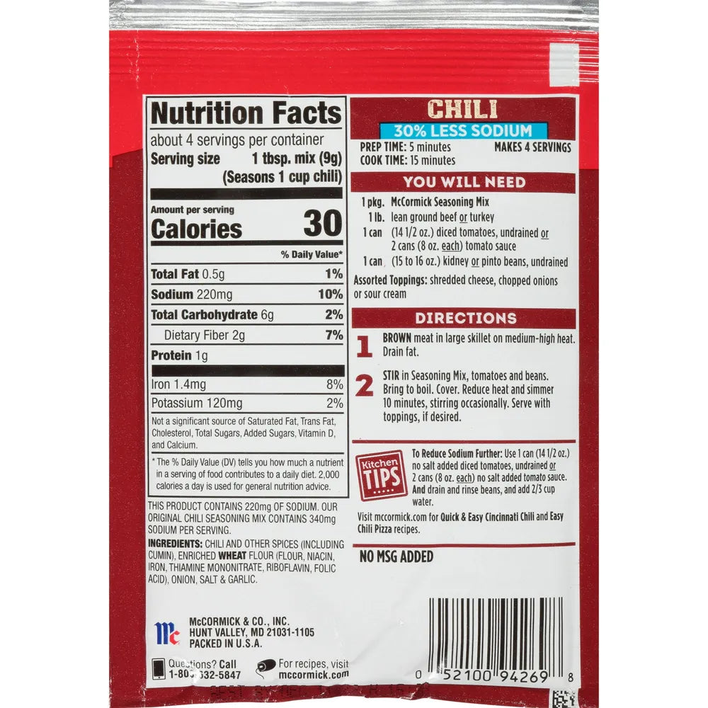 Mccormick Chili Seasoning Mix 1.25 Oz (Pack Of 12)