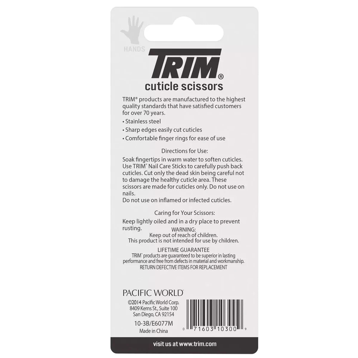 Trim Nail Care Stainless Steel Curved Finger Cuticle Scissors 10.24Oz (Pack of 24)