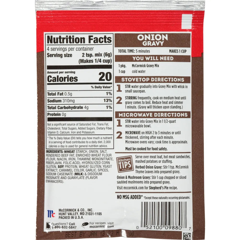 Mccormick Onion Gravy 0.87 Oz (Pack Of 12)