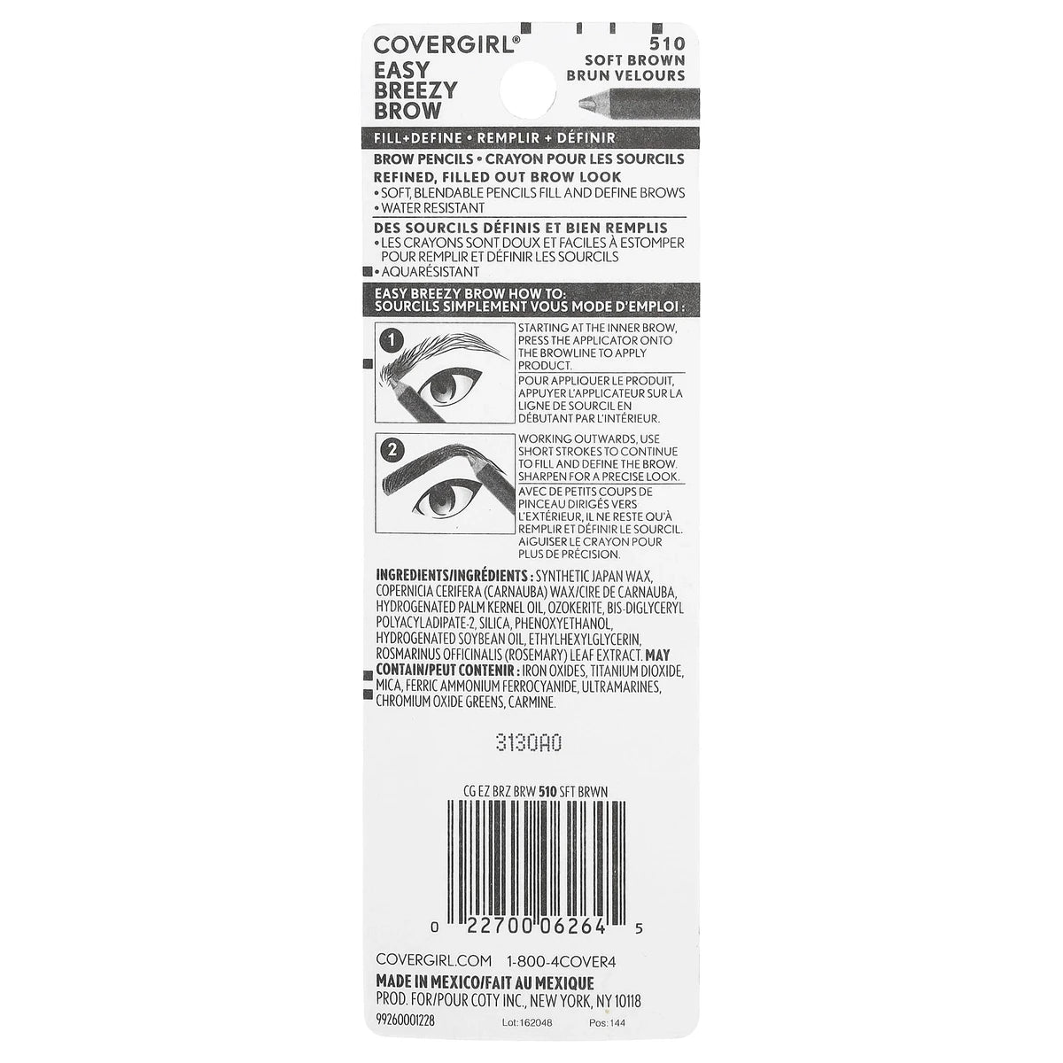 Cover Girl Brow And Eye Makers Brow Shaper And Eyeliner Soft Brown #510 0.35Oz (Pack of 72)