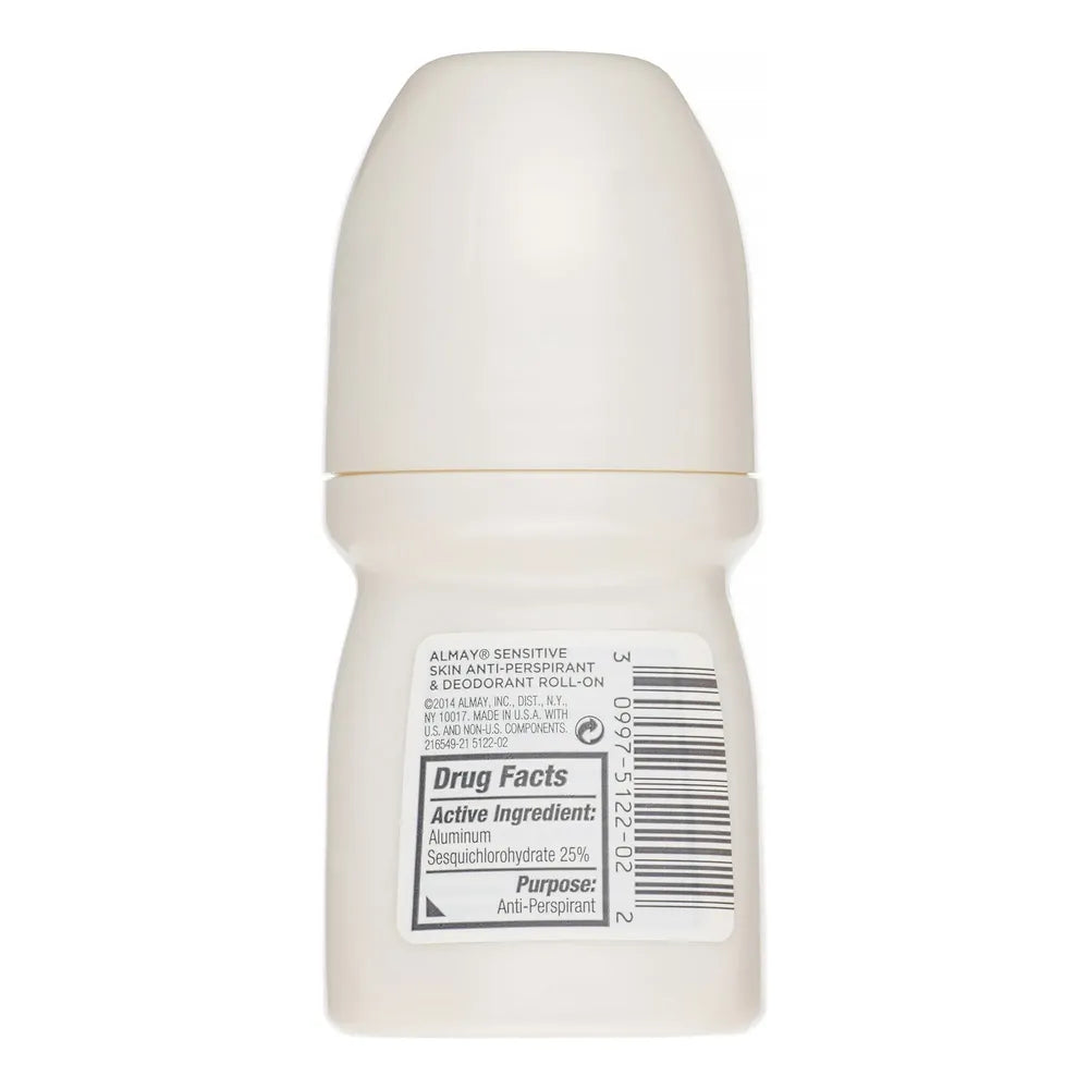 Almay Anti-Perspirant And Deodorant Sensitive Skin Roll-On Fragrance Free 1.7Oz (Pack of 24)