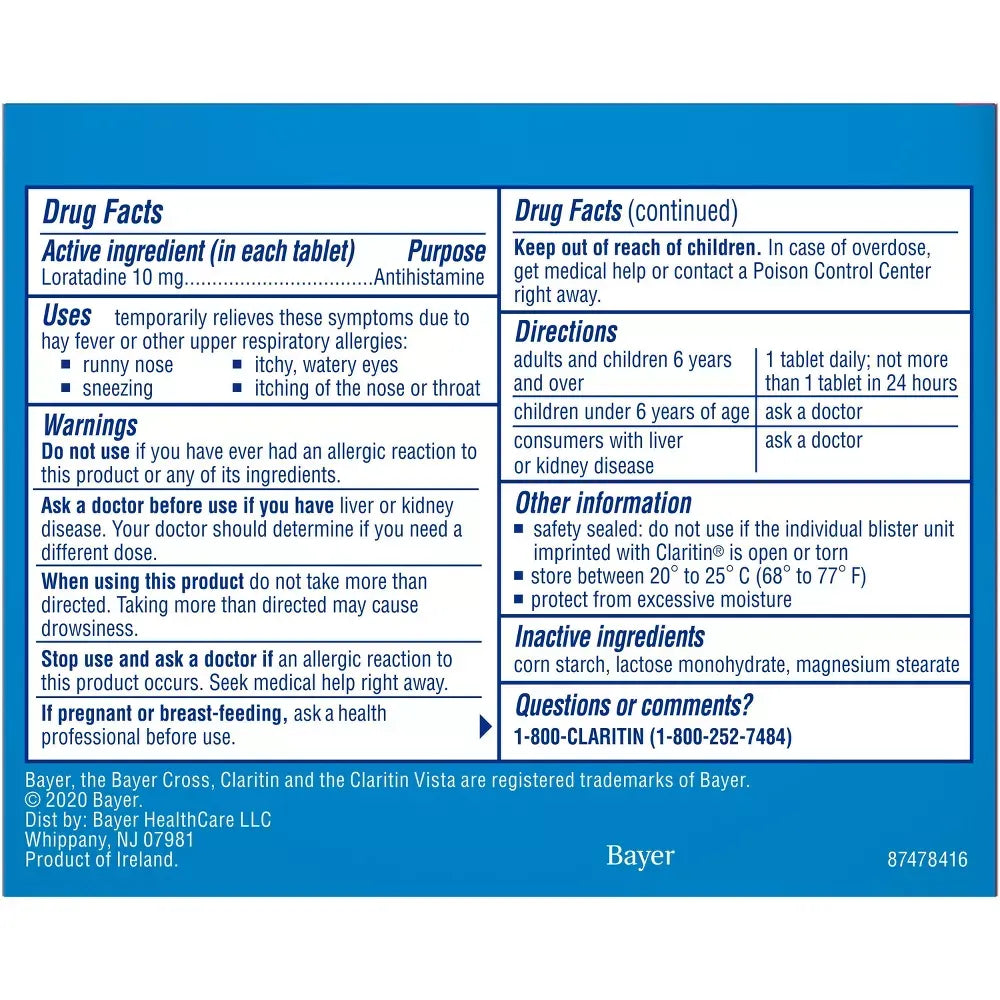 Claritin Allergy Relief 24 Hour Non-Drowsy Loratadine Tablets (Pack of 36)