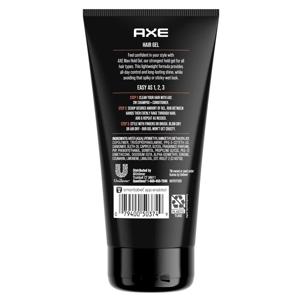 Axe Max Hold Hair Styling Gel 5Oz (Pack of 12)