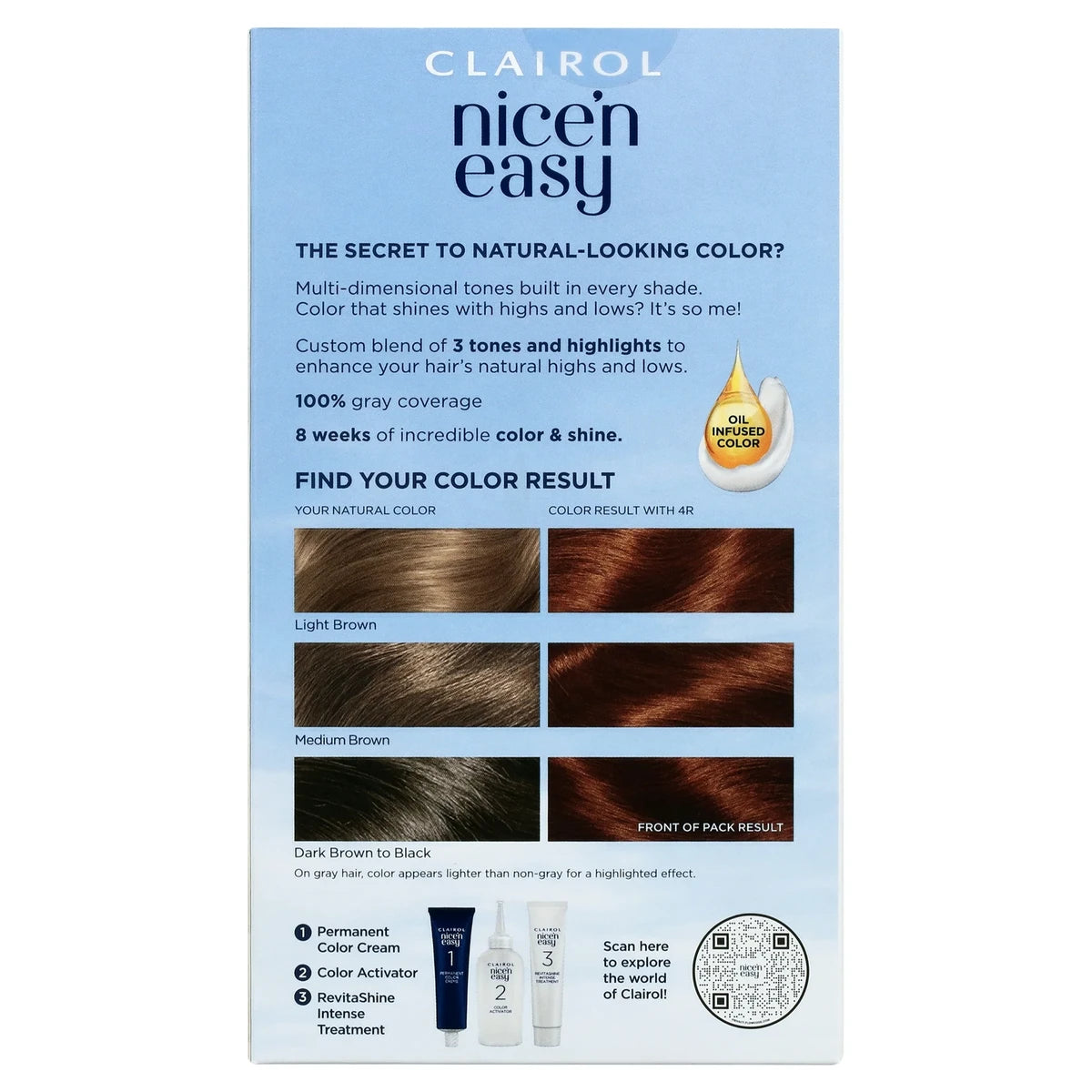 Clairol Nice & Easy Natural Looking Permanent Hair Color Dark Auburn 4R 8.15Oz (Pack of 12)
