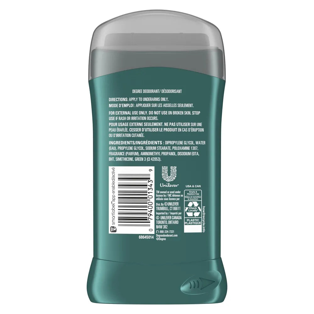 Degree Men Deodorant Stick Silver Ion Technology Invisible Stick Artic Edge 3Oz (Pack of 12)