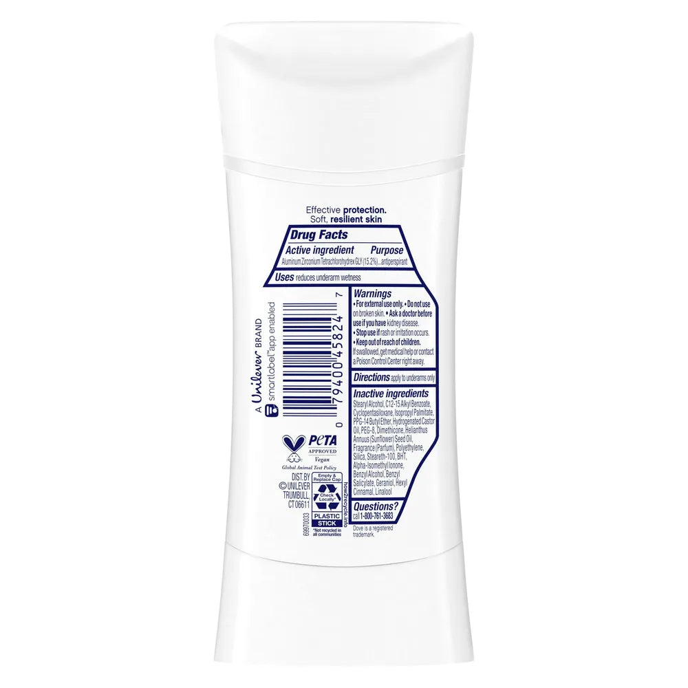 Dove Advanced Care Womens Antiperspirant Deodorant Stick Apple and White Tea 2.6Oz (Pack of 12)