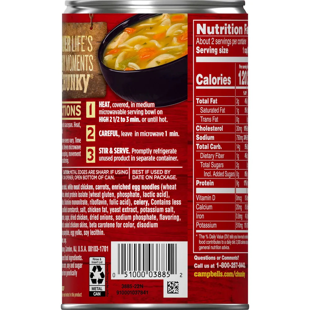 Campbell's Chunky Classic Chicken Noodle Soup 18.6Oz (Pack of 12)