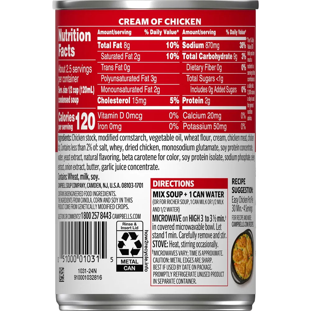 Campbell's Condensed Soup Cream of Chicken 10.5Oz (Pack of 48)