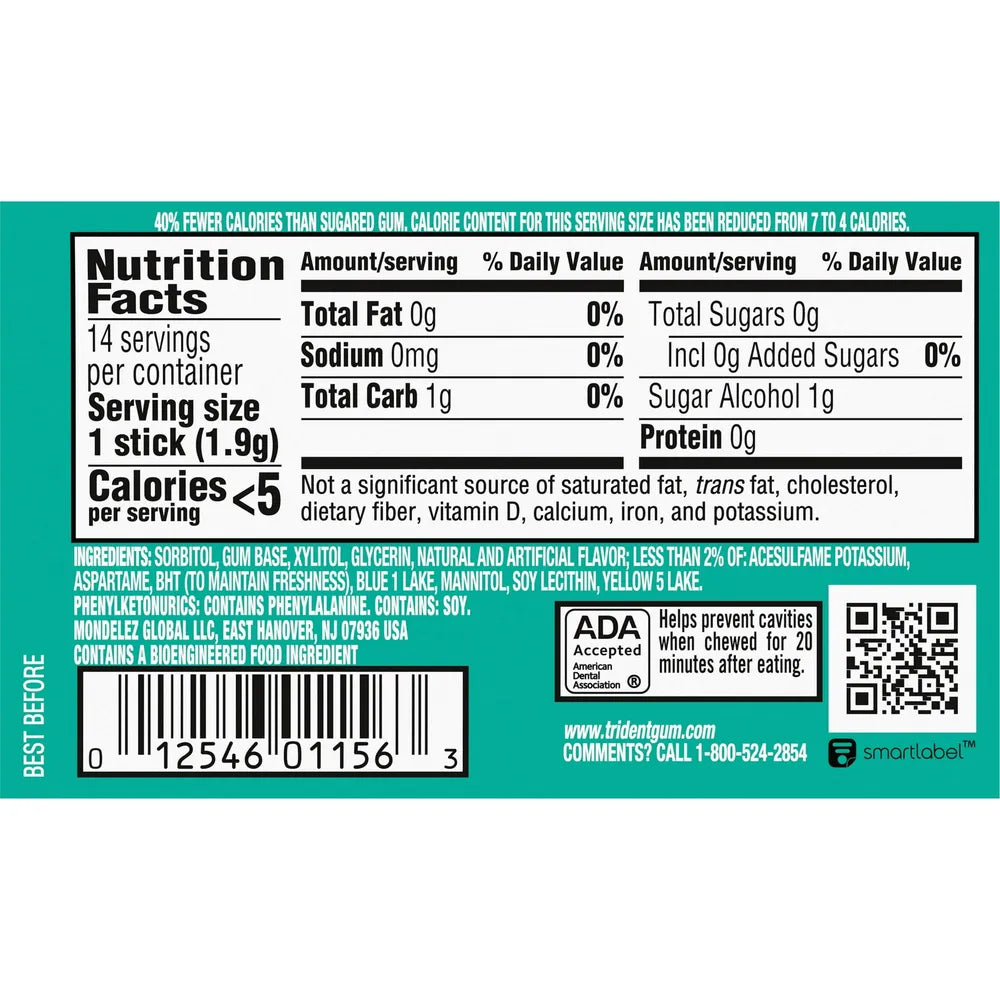 Trident Minty Sweet Twist Sugar Free Gum 14Ct 1.13Oz (Pack of 144)