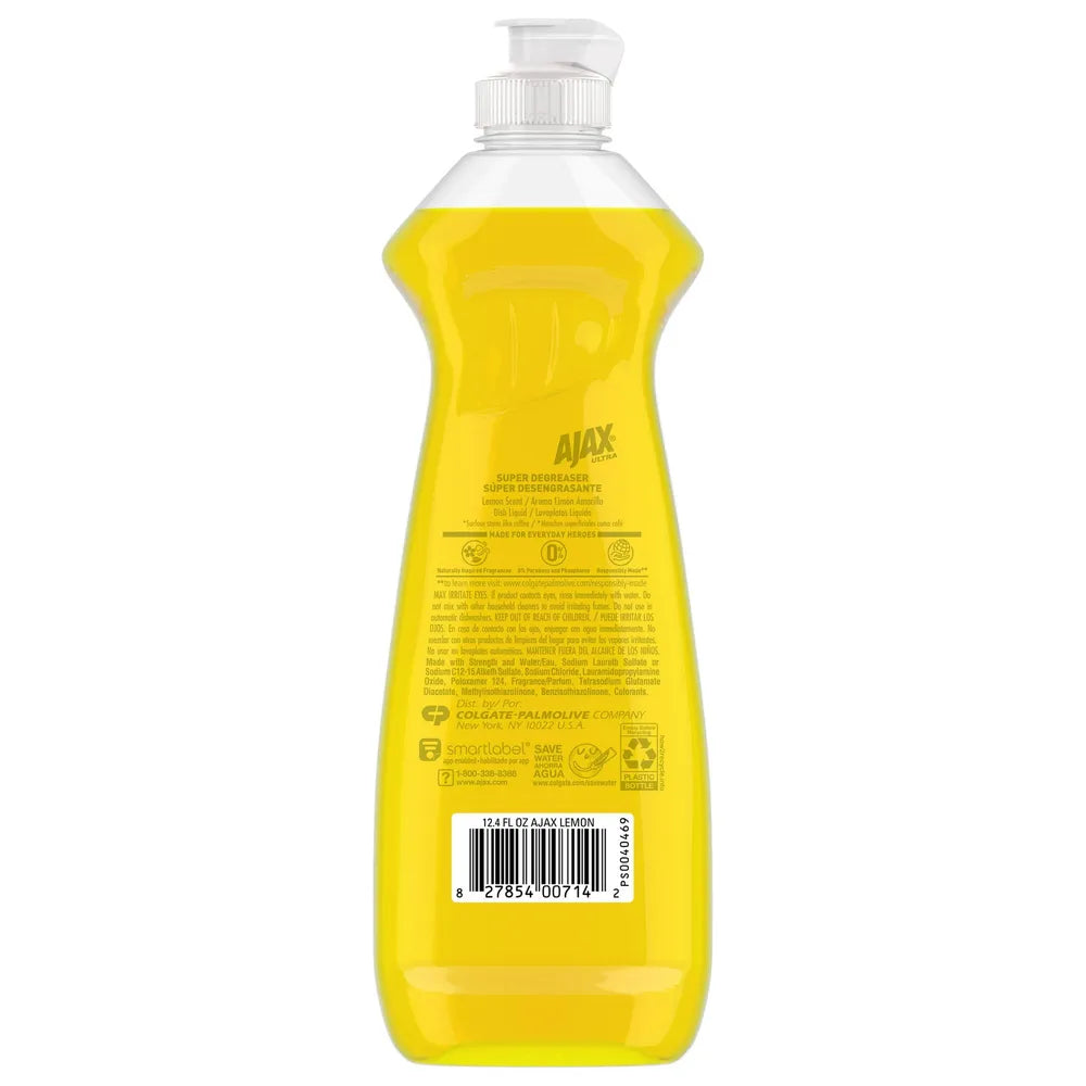 Ajax Ultra Super Degreaser Liquid Dish Soap Lemon 12.4Oz (Pack of 20)