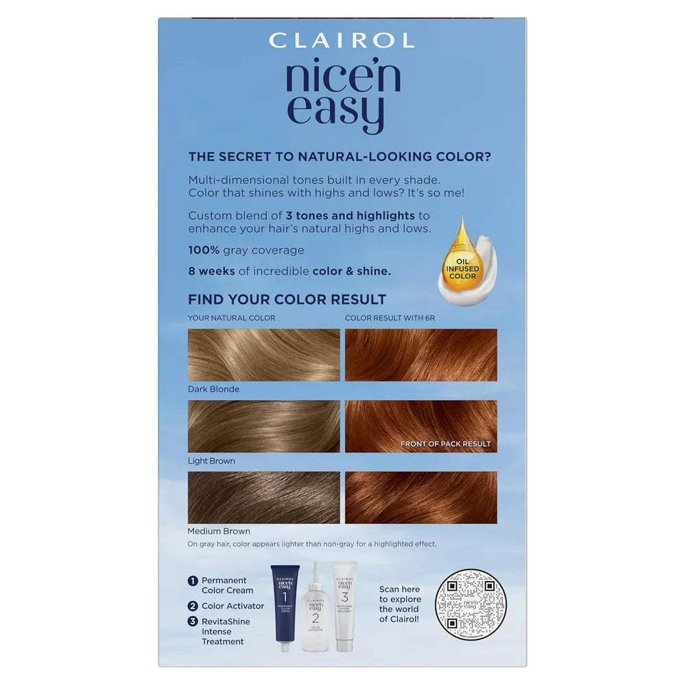 Clairol Nice &amp; Easy Permanent Hair Color Creme 6R Light Auburn 6.26Oz (Pack of 12)