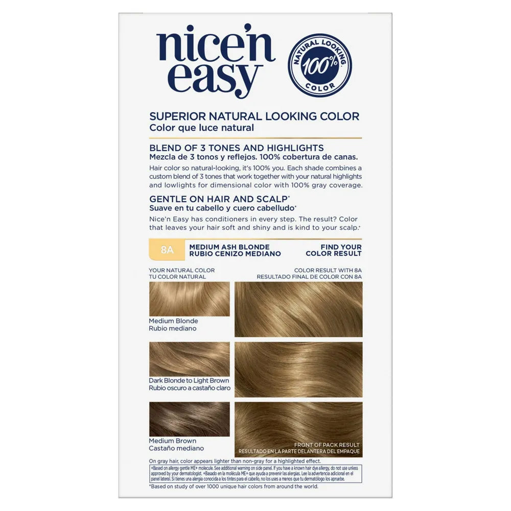 Clairol Nice &amp; Easy Permanent Hair Color 8A Medium Ash Blonde 6.26Oz (Pack of 12)