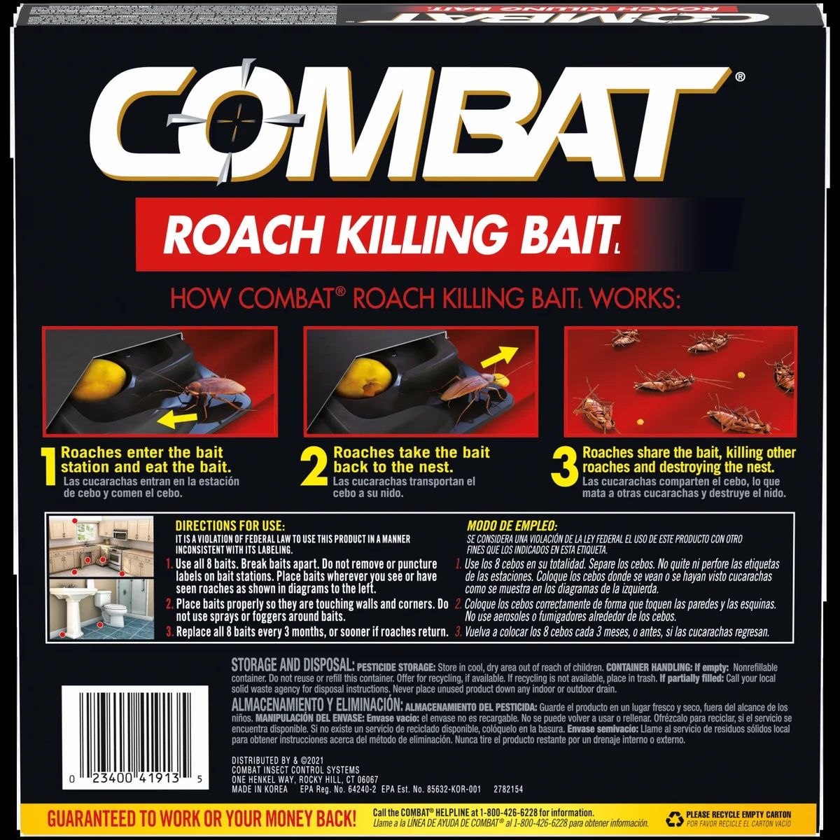 Combat Roach Killing Large Roach Bait 0.49Oz (Pack Of 12)