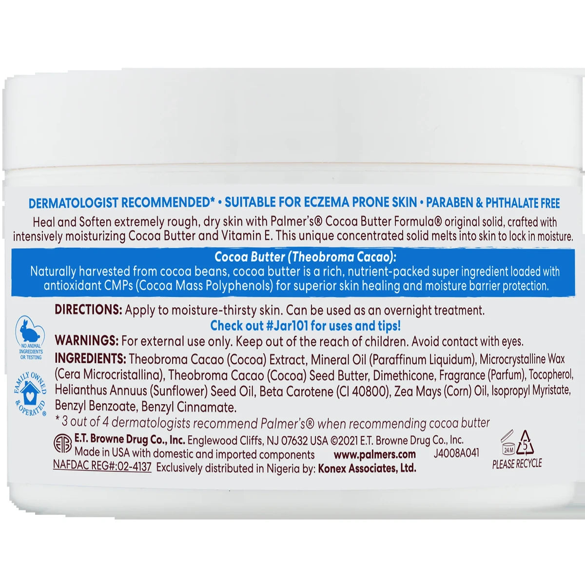 Palmers Cocoa Butter Formula Moisturizer Jar With Vitamin E 7.25Oz (Pack of 12)