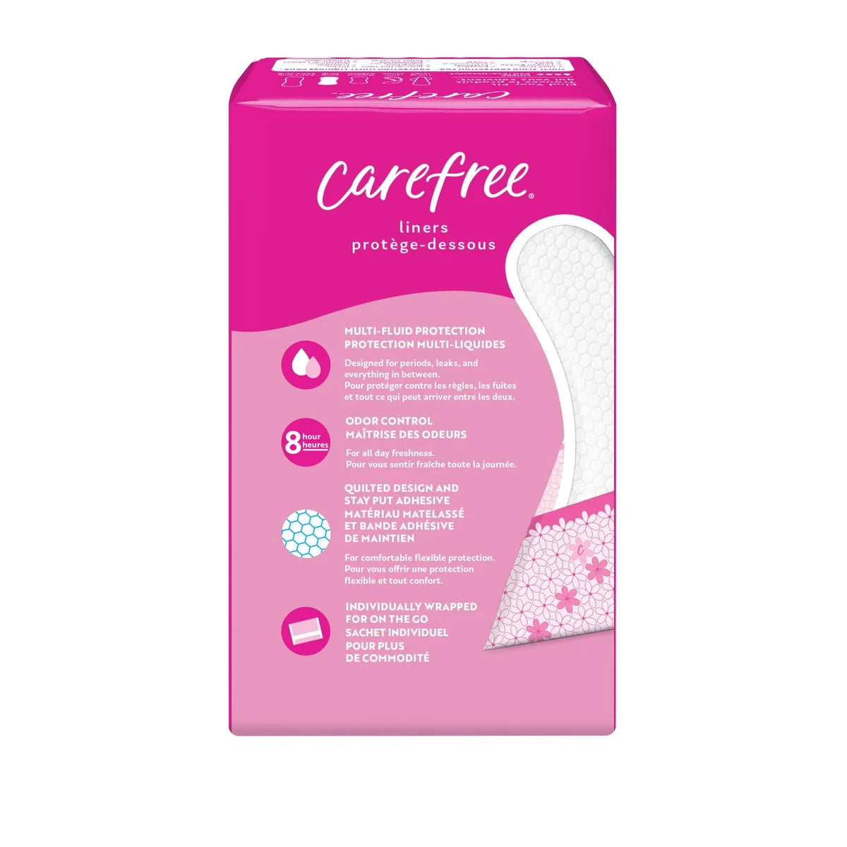 Carefree Acti-Fresh Body Shape Pantiliners Long To Go Unscented Liners 2.89oz (Pack of 8)