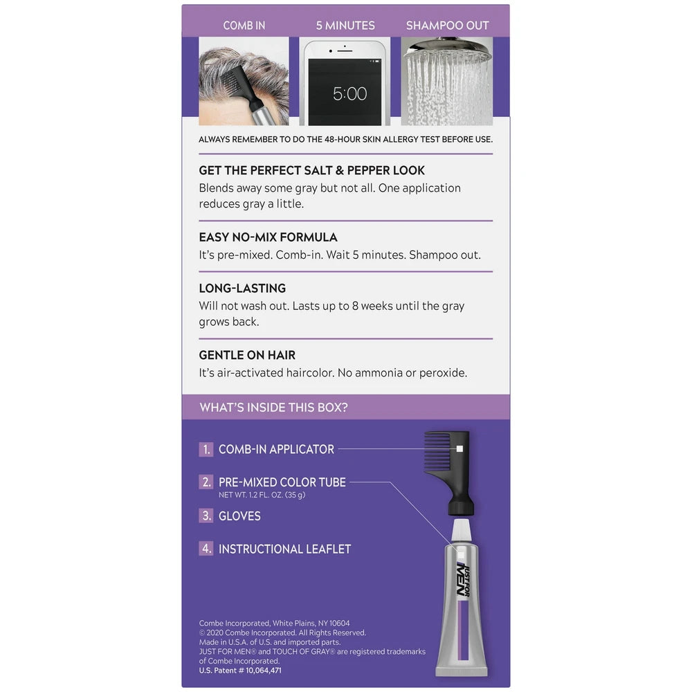 Just For Men Touch of Gray, Hair Coloring with Comb Applicator, Great for a Salt (Pack of 12)