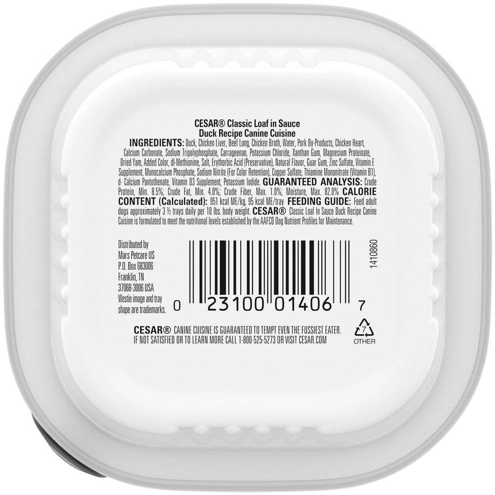 Cesar Classic Loaf In Sauce Duck Recipe Wet Dog Food Adult 3.5 Oz (Pack of 12)