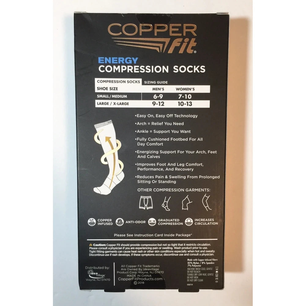 Copper Fit Unisex-Adult's 2.0 Easy-Off Knee High, Black, Size Large / X-Large 3.51Oz (Pack of 12)