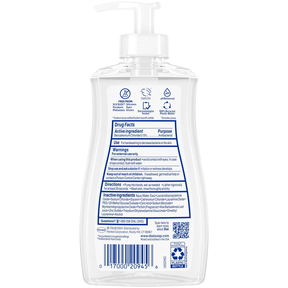 Dial Antibacterial Liquid Hand Soap Aloe Scent 11 fl Oz (Pack of 12)
