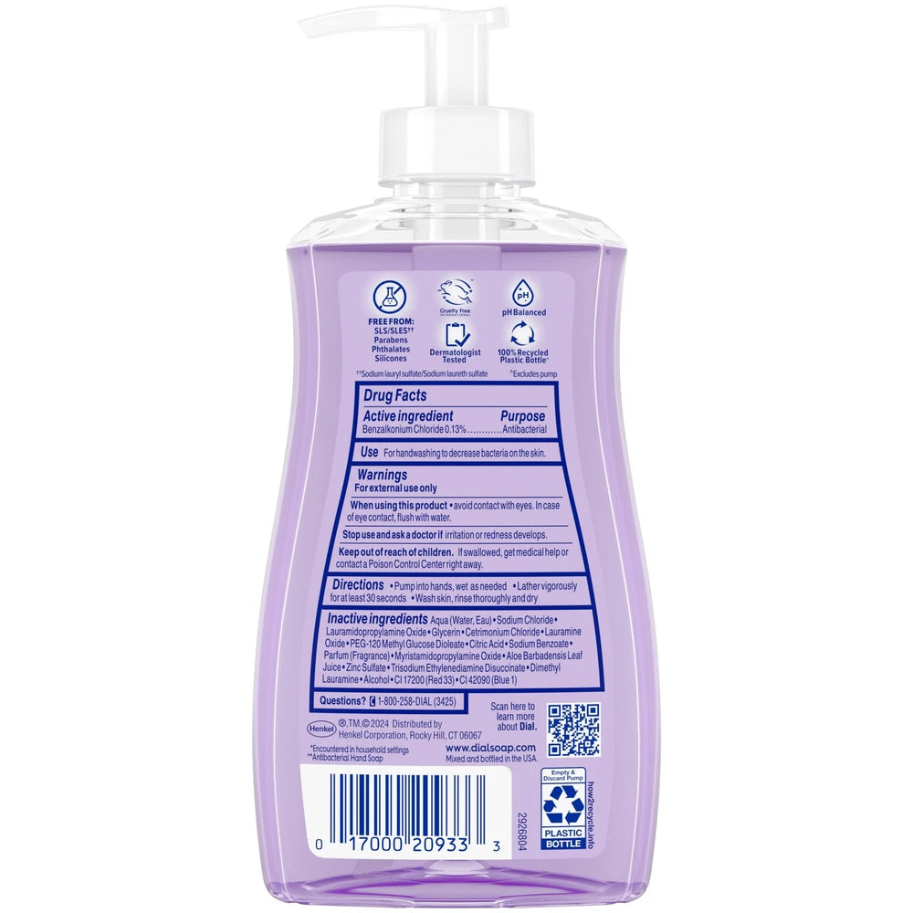 Dial Antibacterial Liquid Hand Soap Lavender & Jasmine Scent 11 fl Oz (Pack of 12)