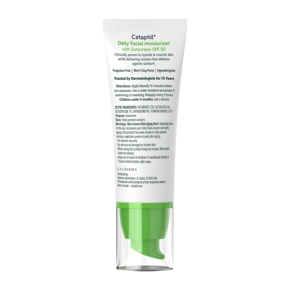 Cetaphil Daily Facial Moisturizer with Sunscreen, SPF 50+, 1.7 fl Oz (Pack (Pack of 12)