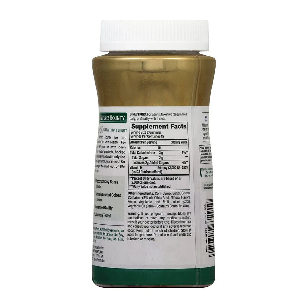 Nature s Bounty Vitamin D3 Gummies 50 mcg 2000 IU 90 Ct 12.16 Oz (Pack of 12)