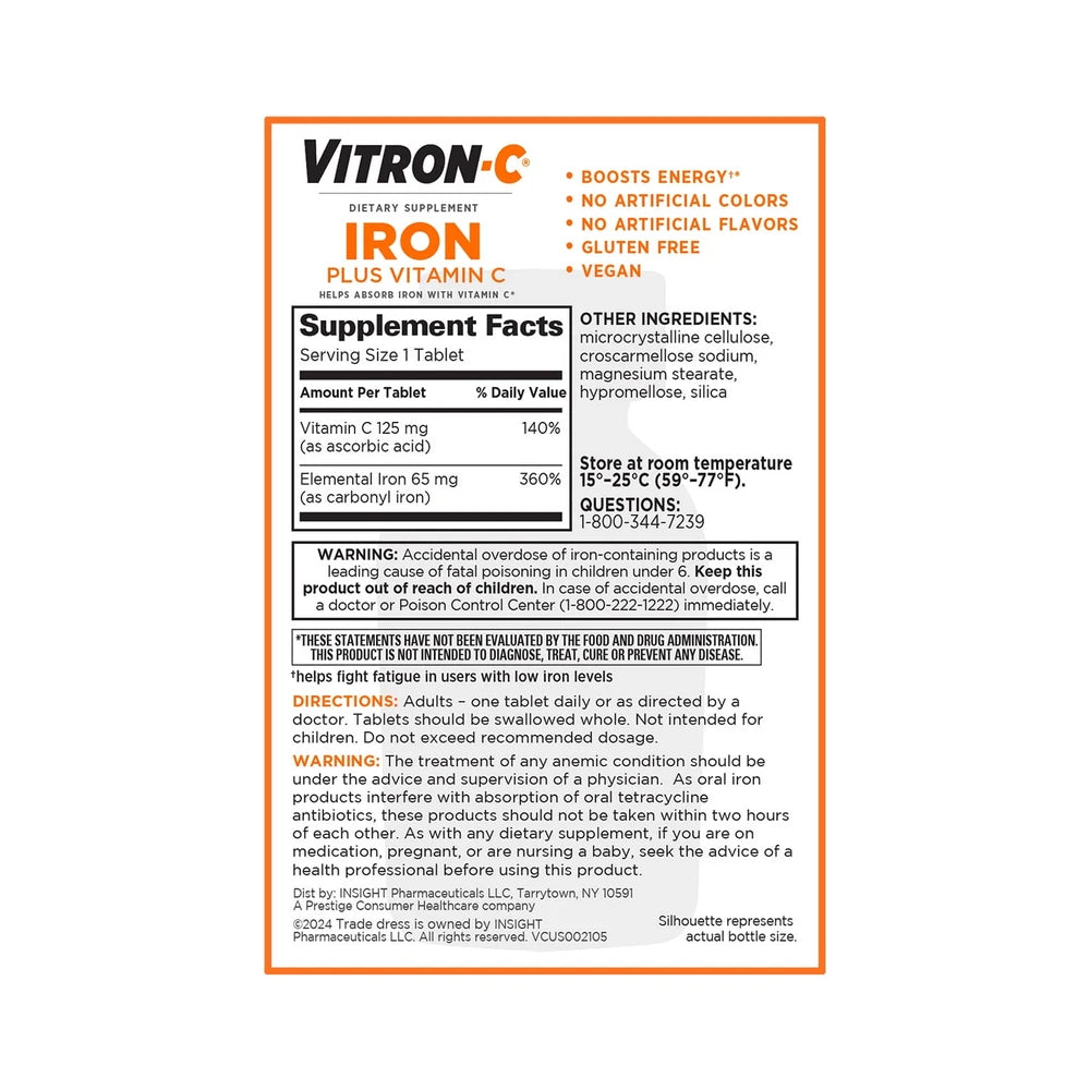 Vitron-C Iron Supplement Immunity Support Iron Supplements with Vitamin C Iron (Pack of 12)