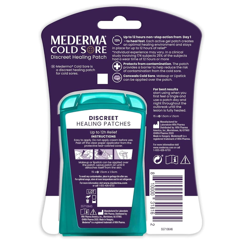 Mederma Cold Sore Discreet Healing Patch 12 Hour Protection 15 Count 9.28 Oz (Pack of 24)