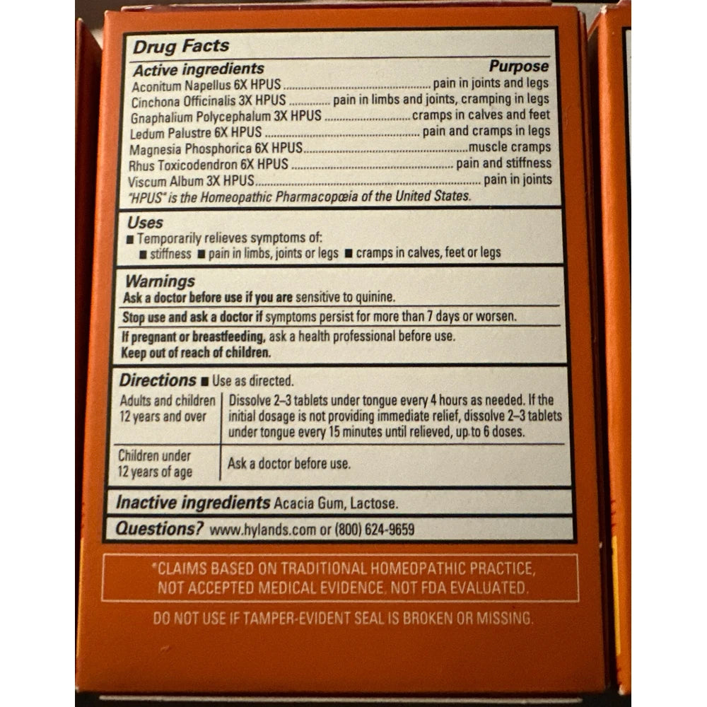 Hyland s Naturals Leg Cramps Quick-Dissolving Tablets - 100 count 1.92 Oz (Pack of 24)