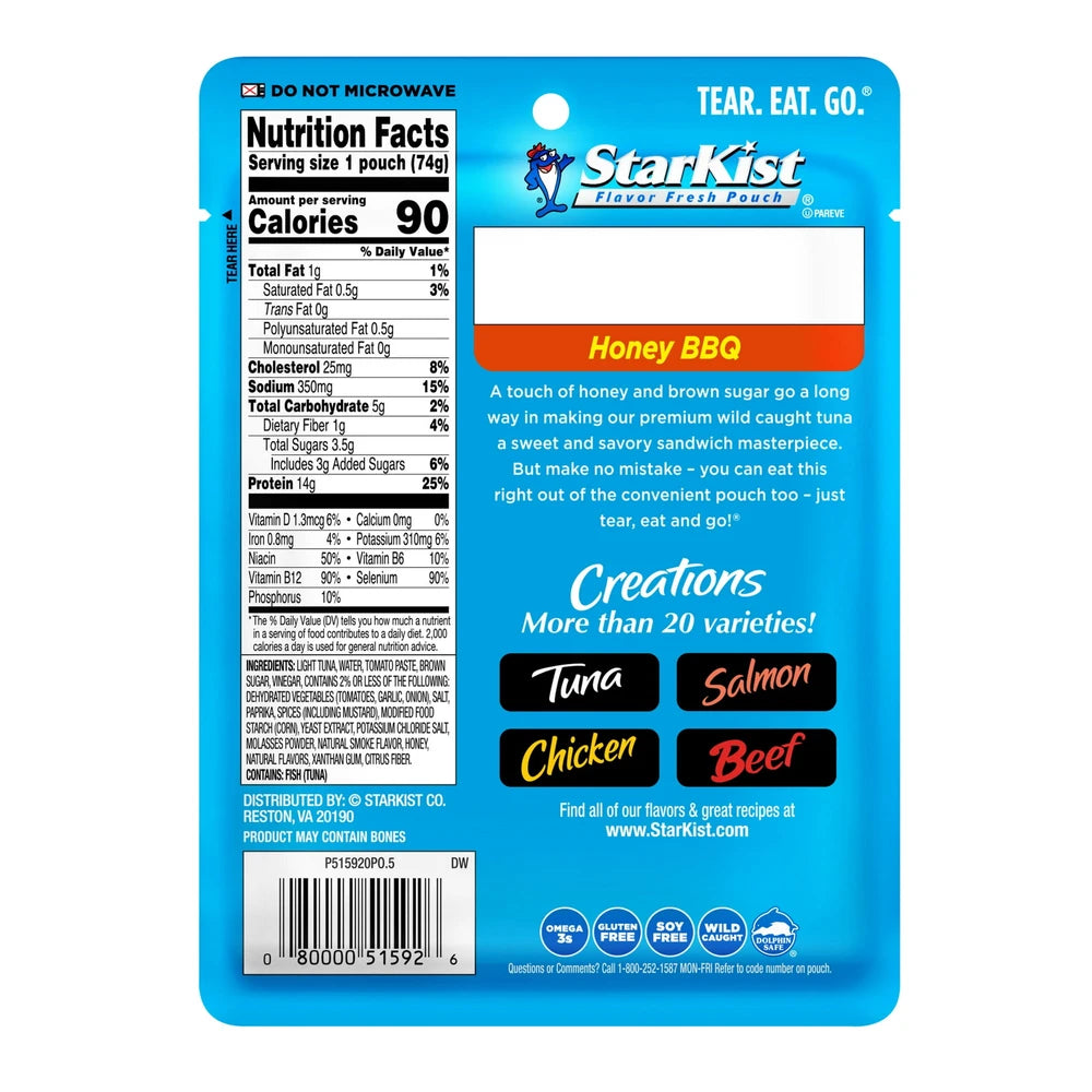 StarKist Tuna Creations Honey BBQ Tuna Pouch 2.6 Oz (Pack of 24)