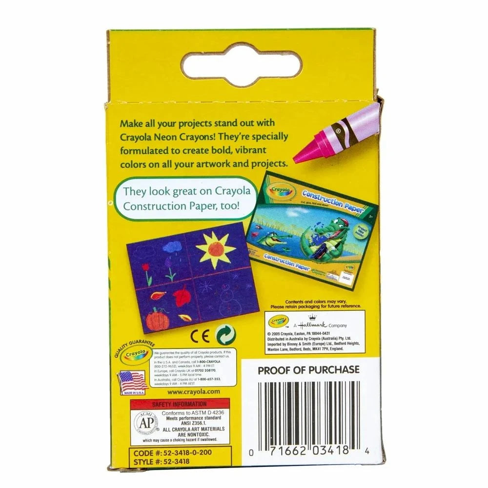 Crayola Non-Toxic Crayon Assorted Neon Color 8/Pkg 7.2 Oz (Pack of 24)